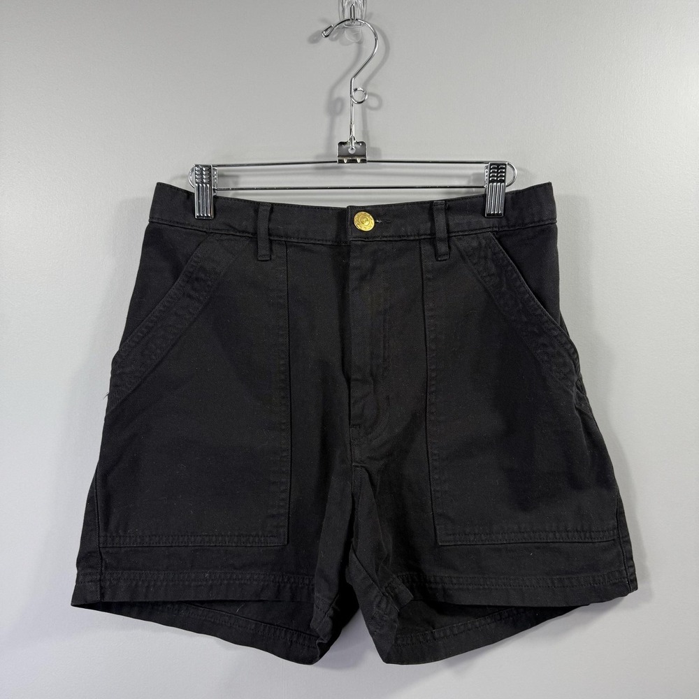 Big Bud Press Shorts Womens Small Black Twill Utility Elastic Waist Workwear USA